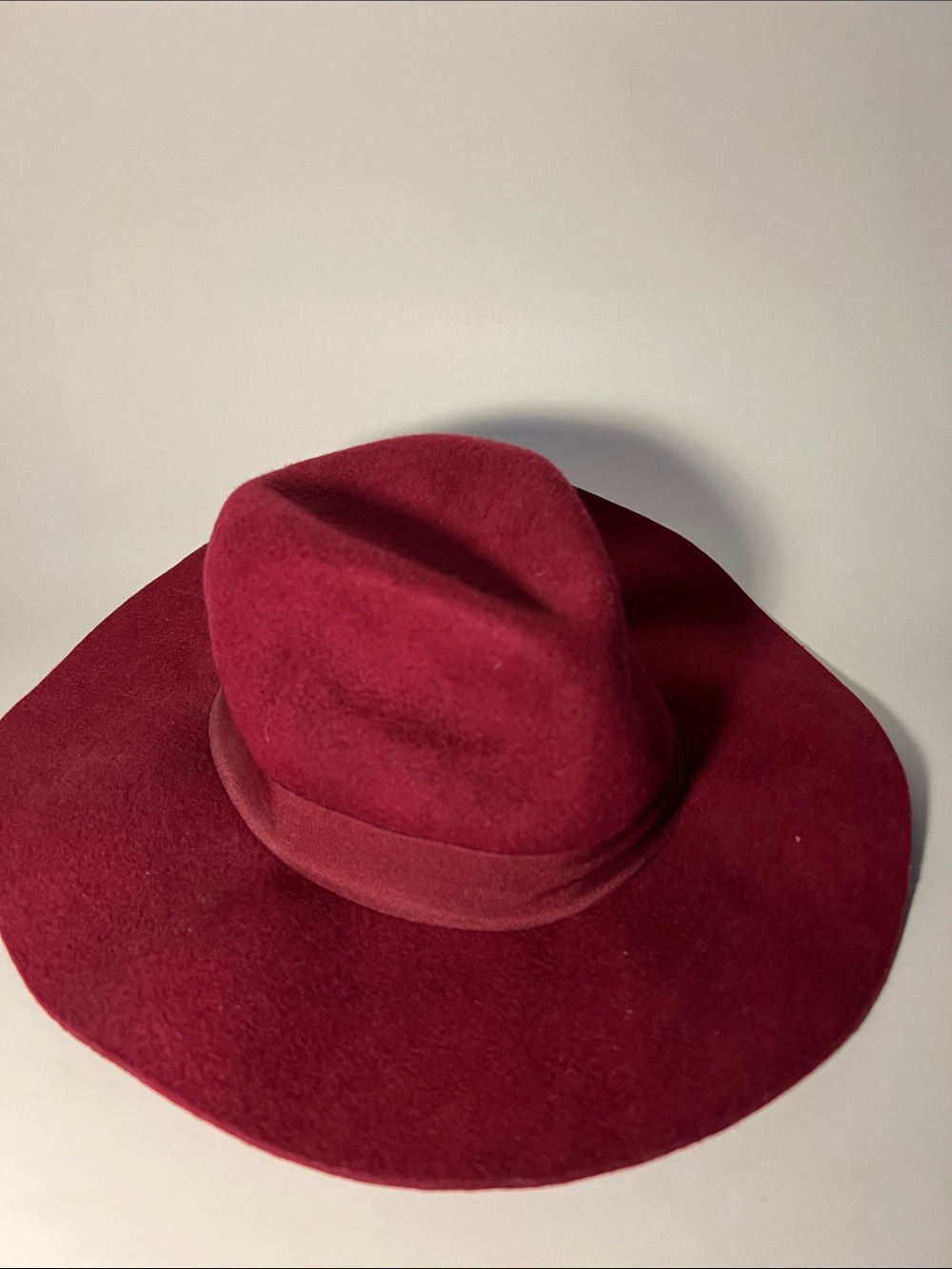 Wide Brim Boho Felt Hat in Burgundy